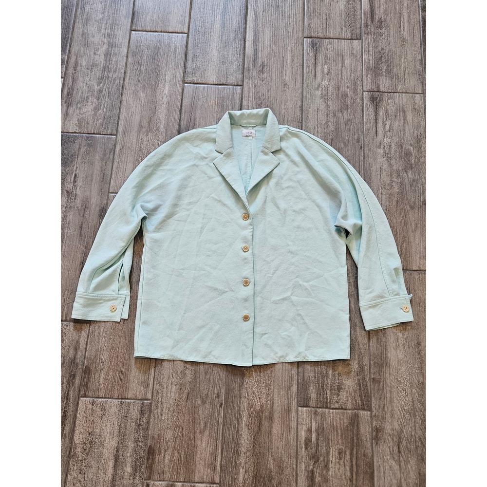 Wilfred Freeform Button Down Shirt Size S Mint Green Oversized Crepe Shacket
